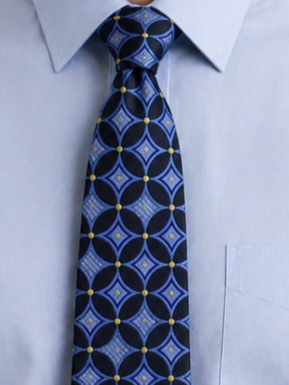 Giorgio Sappini Men's Necktie Blue Yellow Geometric Italy 100% Silk 4" X 56"